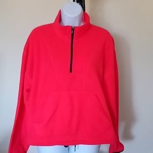NWT Victoria's Secret Pink Polar Fleece Halp-Zip Pullover Sweatshirt Color Red